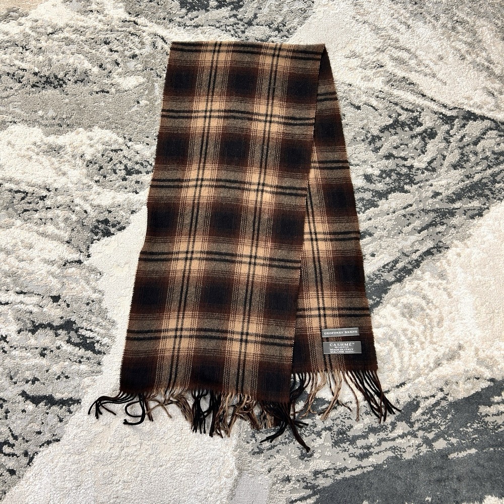 Geoffrey Beene 100% Pure Cashme Brown Fringe Scarf Shawl (56"×12")
